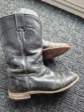 Justin Leather Cowboy Boots Size 6 Worn Used Condition